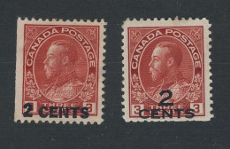 Canada Admiral Stamps: OP #139 -2/3c One Line MNG SE VF #140 -2/3c Two Lines MH - Aufdrucksausgaben