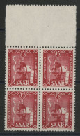 SARRE N° 252 (Mi 264) Bloc De Quatre Neufs ** (MNH) Cote 32 € TB Avec Bord De Feuille - Unused Stamps