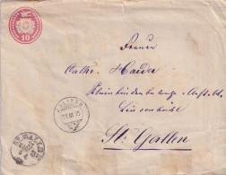 Tübli Brief 22  Jslikon - St.Gallen       1875 - Entiers Postaux