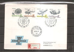 Hongrie - Avions -Hélicoptères ( FDC De 1967 Avec Timbres Non Dentelés Voyagé En Recommandé  Vers Londres à Voir) - FDC