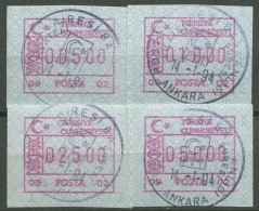 Türkei ATM 1992 Ornamente Automat 09 02, Satz 4 Werte ATM 2.6 S Gestempelt - Automatenmarken