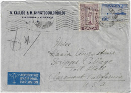 GREECE 19-2-1948 AIR COVER ATHENS TO USA. WITH CONTENTS. - Lettres & Documents