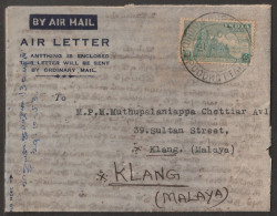 India 1950 Air Mail Letter From India To Malaya With Khajuraho Temple Stamp (a125) - Hinduismus