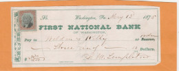 United States Old Check Cheques - Chèques & Chèques De Voyage