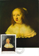 Roumanie 1969 Y&T 2494 Sur Carte Maximum. Peinture De Rembrandt.  Portrait De Femme - Rembrandt