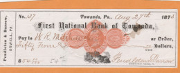 United States Old Check Cheques - Schecks  Und Reiseschecks