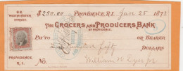 United States Old Check Cheques - Schecks  Und Reiseschecks