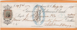 United States Old Check Cheques - Chèques & Chèques De Voyage