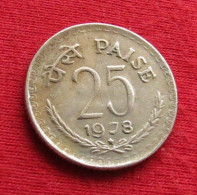 India 25 Paise 1978 H KM# 49.1 *V1T Hyderabad Mint  Inde Indien Indies - Inde