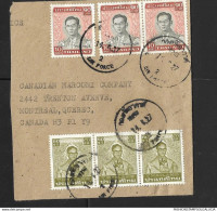 1982 THAILAND, AIR FORCE, KING BHUMIBOL ADULYADEJ 10s Yellow Green, BHUMIBOL ADULYADEJ 50s Olive, CIRCULATED COVER TO CA - Thailand