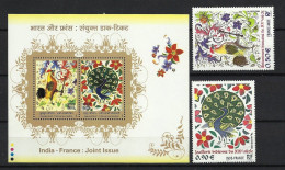 INDIA FRANCE 2003 JOINT ISSUE BIRDS BOTH SIDE FULL SET MNH - Joint Issues