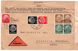61964 - Deutsches Reich - 1939 - 2@3+6Pfg Hindenburg MiF A NN-Bf LOERRACH -> Annaberg - Zusammendrucke