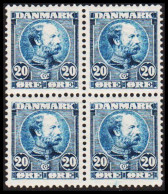 1905. DANMARK. 20 ØRE Chr. IX. Beautiful Centered 4-block With 2 Stamps Never Hinged And 2 Sta... (Michel 49) - JF541066 - Ongebruikt