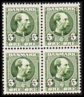 1906. DANMARK. CHRISTIAN IX. 5 øre. Fine 4-block With 2 Stamps Never Hinged And 2 Stamps Hinge... (Michel 47) - JF541067 - Nuovi