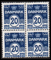 1912. DANMARK. Numeral. 20 Øre. Fine 4-block Never Hinged. (Michel 65) - JF541074 - Ungebraucht