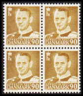 1953. DANMARK. Frederik IX 90 øre In Never Hinged 4-block.  (Michel 338) - JF541097 - Storia Postale