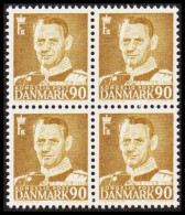 1953. DANMARK. Frederik IX 90 øre In Never Hinged 4-block.  (Michel 338) - JF541098 - Storia Postale