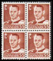 1951. DANMARK. Frederik IX 55 øre In Never Hinged 4-block.  (Michel 315) - JF541110 - Cartas & Documentos