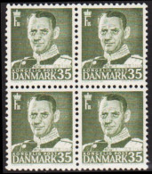1951. DANMARK. Frederik IX 35 øre In Never Hinged 4-block.  (Michel 309) - JF541115 - Storia Postale