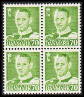 1950. DANMARK. Frederik IX 70 øre In Never Hinged 4-block.  (Michel 317) - JF541116 - Cartas & Documentos