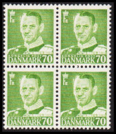 1950. DANMARK. Frederik IX 70 øre In Never Hinged 4-block.  (Michel 317) - JF541117 - Briefe U. Dokumente