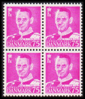 1950. DANMARK. Frederik IX 75 øre In Never Hinged 4-block.  (Michel 318) - JF541122 - Briefe U. Dokumente