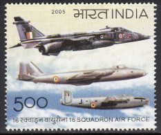 India MNH 2005, 16 Squadron Air Force, Defence Fighter Planes, Airplane, Militaria - Unused Stamps