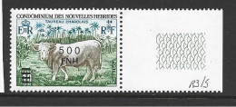 New Hebrides French 1977 Port Vila Local Overprints 500 FNH Charolais Cattle Fine Marginal MNH - Ongebruikt