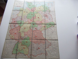Alte Landkarte / Faltplan Auf Leinen Deutschland 1946 Westliche Hälfte Mit Den Postleitgebieten Maße: 70cm X 90cm - Cartes Géographiques