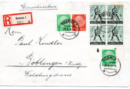 61973 - Deutsches Reich - 1940 - 6Pfg Maifeiertag 田 MiF A R-Bf BREMEN -> BOEBLINGEN - Lettres & Documents