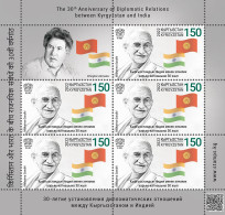 Kyrgyzstan 2023 30th Ann Diplomatic Relations Between Kyrgyzstan And India Mahatma Gandhi Sheetlet MNH - Mahatma Gandhi