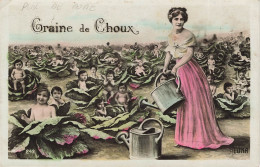 FANTAISIE - Femme - Bébés - Graine De Choux - Luna - Colorisé - Carte Postale Ancienne - Femmes