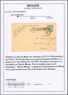 Collection - EP Au Type 35ctm Vert Expédié De Manage (1936) + Griffe à L'origine Fayt-Lez-Manage > Anvers - Linear Postmarks