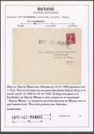 Collection - Col Ouvert 1F75 Sur L. Expédiée De Manage (1936) + Griffe à L'origine FAYT-LEZ-MANAGE Sur TP > Anvers - Griffes Linéaires