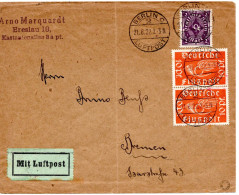 62001 - Deutsches Reich - 1922 - 2@10Pfg Luftpost MiF A LpBf BERLIN -> Bremen - Cartas & Documentos