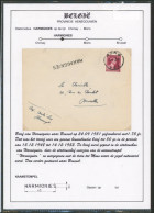 Collection - Col Ouvert 1F75 Sur L. Expédiée De Mons (1951) + Griffe à L'origine HARMIGNIES > Bruxelles - Linear Postmarks