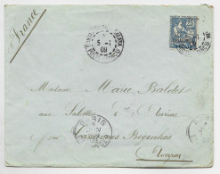 LEVANT 25C MOUCHON 1 PIASTRE LETTRE COVER CONSTANTINOPLE GALATA 5.1.1909 POSTE FRANCse POUR FRANCE AVEYRON - Covers & Documents