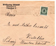 62004 - Deutsches Reich - 1924 - 5Pfg Korbdeckel A DrucksBf MUENCHEN -> Schweiz - Brieven En Documenten