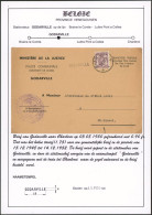 Petit Sceau De L'état 90C Sur Imprimé Expédiée De Charleroi(Police Communale) + Griffe à L'origine GODARVILLE - Linear Postmarks