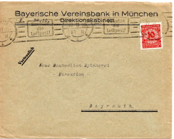 62010 - Deutsches Reich - 1923 - 10MioM EF A Bf MUENCHEN - ... -> Bayreuth - Lettres & Documents