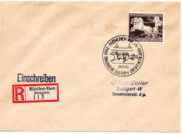 62018 - Deutsches Reich - 1940 - 42Pfg Braunes Band '40 EF A R-Bf SoStpl MUENCHEN - DAS BRAUNE BAND ... -> STUTTGART - Brieven En Documenten