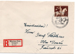 62019 - Deutsches Reich - 1943 - 42Pfg Braunes Band '43 EF A R-Bf SoStpl MUENCHEN - DAS BRAUNE BAND ... -> ULM - Covers & Documents