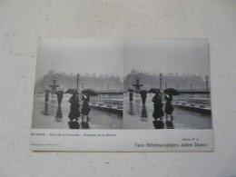 CARTE STEREOSCOPIQUE - Julien DAMOY :Paris - Scène Animée - Place De La Concorde - Stereoscope Cards