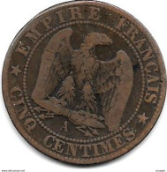 *france 5 Centiemes 1862 A Km797.1   Fr+ - 5 Centimes