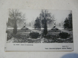 CARTE STEREOSCOPIQUE - Julien DAMOY : Paris,- Jardin Du Luxembourg - Stereoscope Cards