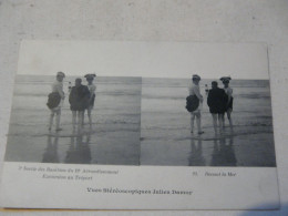 CARTE STEREOSCOPIQUE - Julien DAMOY : Tréport - Sortie Des Bambins Du 19e Arrondissement - Stereoscope Cards