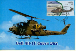 ISRAEL 2020 AIR FORCE HELICOPTERS BELL AH-1F COBRA ATM LABELS MAXIMUM CARD - Unused Stamps