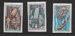 COTE D'IVOIRE 1970  INDUSTRIES  YVERT N°298/300 NON DENTELES     NEUF MNH** - Fabbriche E Imprese