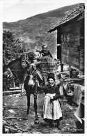 En Valais Paysans De Montagne Mulet Hotte Enfant Valaisanne Mule Âne - Saint-Maurice