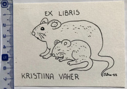 Ex-libris Petra, Opus 48, 1988. Rat Souris. Exlibris Petra, Opus 48, 1988. Rat Mouse. - Bookplates